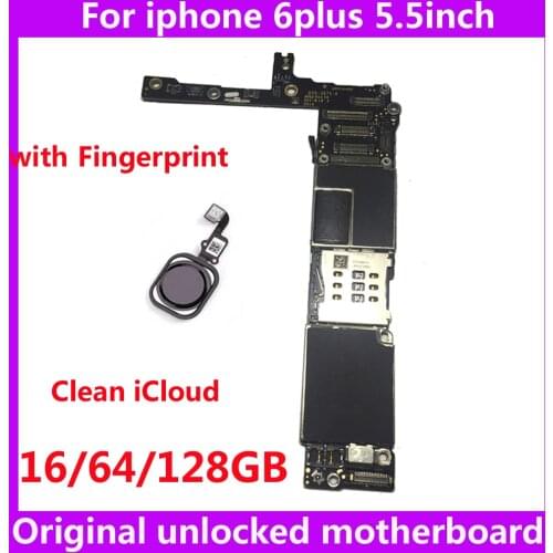 Factory unlocked motherboard with / without touch ID for iphone 6 plus 6Plus 16GB 64GB 128GB IOS logic board original Mainboard