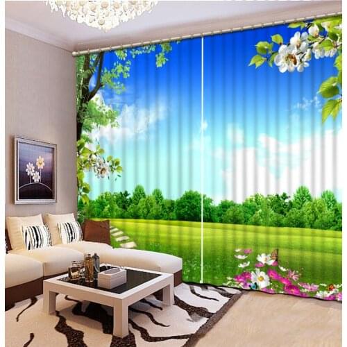 Green curtains Customized size Luxury Blackout 3D Window Curtains For Living Room scenery curtains