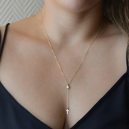 HebeDeer Cross Trendy Girl Long Necklace Chain Women Simple TRENDY Stainless Steel Necklaces Jewelry Lovers Kpop Collares