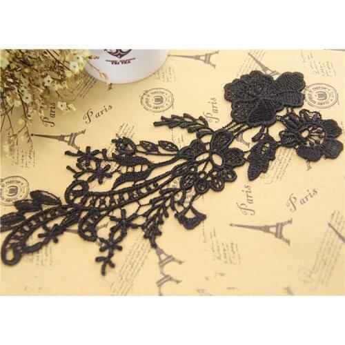 LP-DA40 White And black Embroidery flowers patches lace applique collar wedding dress formal dress accessories fabric 20 pcs