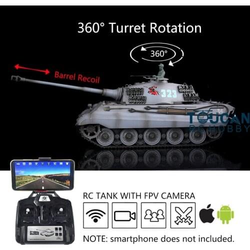 1/16 Heng Long Gray FPV 7.0 Customized King Tiger RC Tank 3888A Barrel Recoil TH17544-SMT4