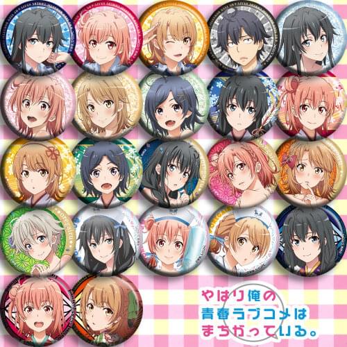 1pc 58mm Anime My Youth Romantic Comedy Is Wrong Hiratsuka Shizuka Hachiman Badge Brooch