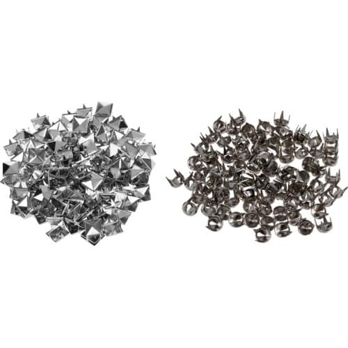 200 Pcs Silver Parts :100 Pcs 10mm Leather Craft DIY Metal Punk Spikes Spots Pyramid Studs Goth & 100 Pcs Pyramids Rivets Gothic