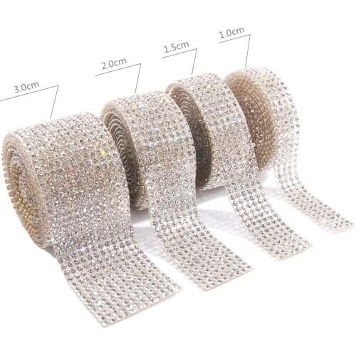 3 Yard Hotfix Crystal Rhinestone Ribbon Appliques Costume Bling Sticker With 2.5MM Crystal Rhinestones For Handicraft Decoration