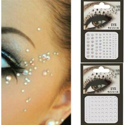 3D Tattoo Sticker Fashion Women TattooMakeup Eyeliner Eyeshadow Face Sticker Jewel Eyes Makeup Crystal Diamond Eyes Sticker