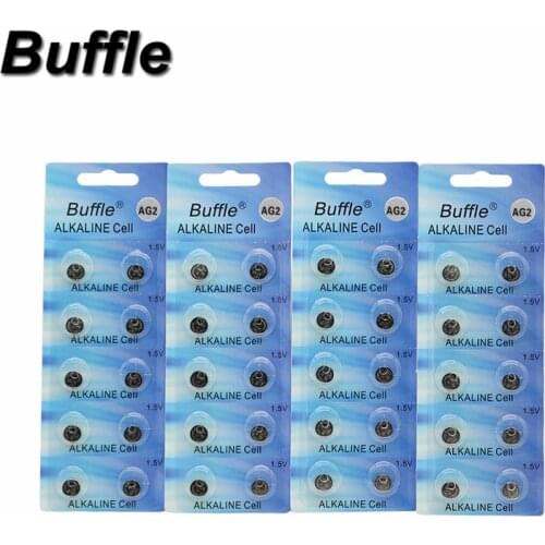 40pcs/4cards Buffle AG2 LR726 396A 607 S30 556 1.5V Button Cell Coin Alkaline Battery Watches Batteries