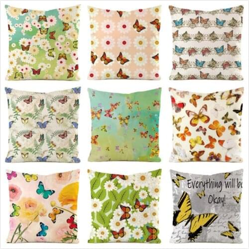 45cm*45cm **Butterflies** Inimitated Silk Fabric Throw Pillow Covers Couch Cushion Cover Home Decorative Pillows Pillow Case