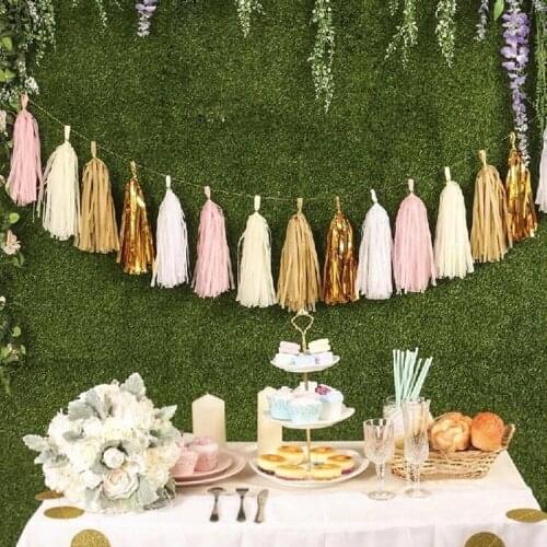 5x Tissue Tassel Garland Paper Banner Party Supplies DIY Kits Wedding Bunting Nursery Decor Baby Shower Party Decoration