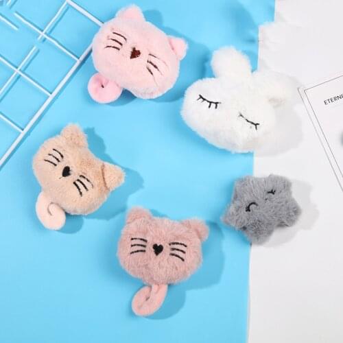 5pcs/lot DIY Handmade Rabbit head dolls Padded Patches Appliques For Clothes Sewing Supplies DIY Hair clip Decoration