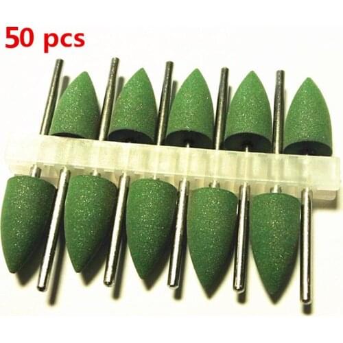 50pcs Dental Lab SILICONE Rubber Polishers Diamond polishing Burs 2.35mm Shank