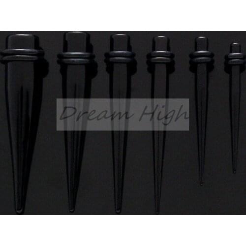 500pcs/lot Wholesale Ear Expander Ear Taper Stretchers Ear Plugs UV Acrylic Black Earring Body Piercing For Women 1.6-10mm