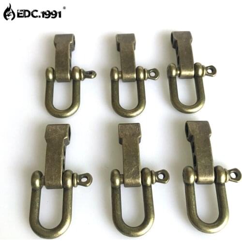 6 Packs/lot high quality Stainless Steel Adjustable PARACORD PARACHUTE CORD LANYARD BRACELET SHACKLES BUCKLES COPPER