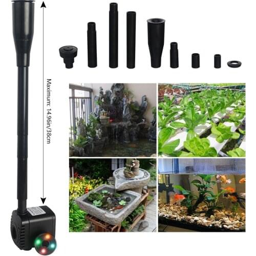 Aquarium air pump 3 in1 aquarium pump with 4 lights Submersible pump filter Aquarium landscaping pumpPond fountain Water pump