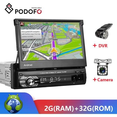 Podofo 1Din autoradio Android 2+32G Car Radio Bluetooth 1 din car stereo MP3 Player Phone AUX-IN FM/USB/radio remote control
