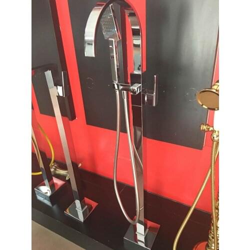 Free Shipping Chrome Plated Freestanding Tub Filler Floor Standing Bathtub Faucet 006