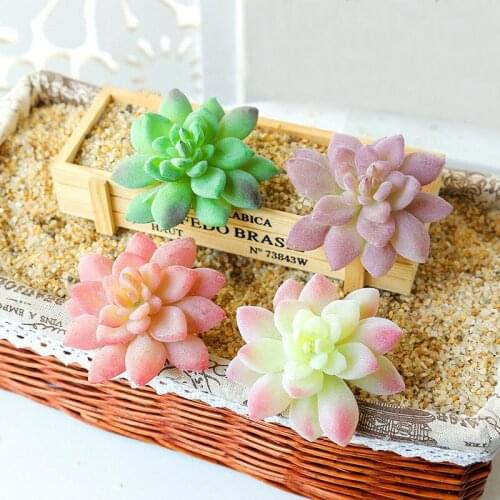 11cm Large Green Purple Pink White Flocking Artificial Succulents Plants Home Garden Living Room Balcony Decoration Fake Plants
