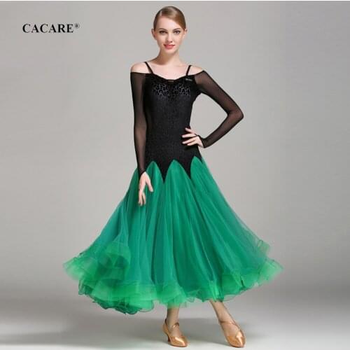 CACARE Standard Dance Dresses Ballroom Dance Competition Dresses Tango Waltz Dress Party Flamenco Costumes D0457 Big Sheer Hem
