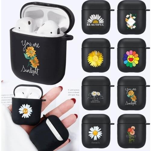 Airpods Case for Apple Airpods 1/2 Gen Silicone Wireless Bluetooth Earphone Case Matte Daisy Print Pattern Cover