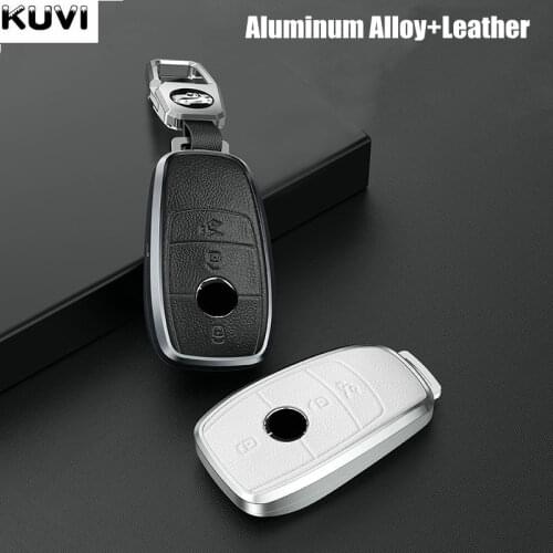 Alloy Leather Car Remote Key Cover Case For Mercedes Benz A C E S G GLS CLA Class W213 W177 W205 W222 X167 AMG Accessories