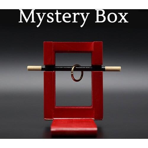 Wooden Mystery Box Magic Tricks Magicianss Stage Close Up Magia Wand Penetrate Ring Magie Mentalism Illusion Gimmick Props