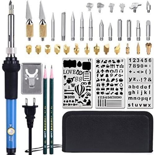 HHO-EU Plug 45 Pcs Wood Burning Kit,Creative Wood Burner Set With Adjustable Temperature Soldering Pyrography Wood Burning Pen