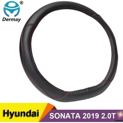DERMAY D Shape Car Steering Wheel Cover PU Leather Bulge design for hyundai Sonata 2019 2.0T GLS / 2.0T TOP