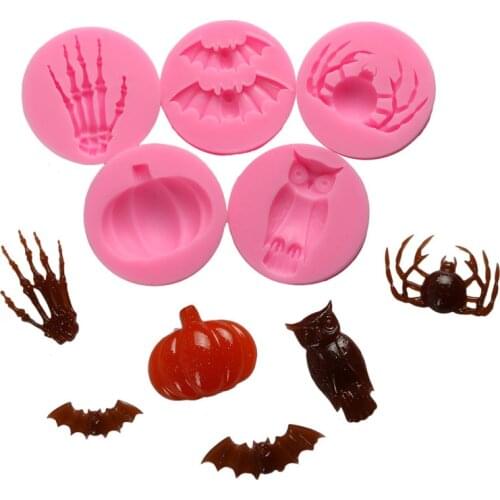 Bats Pumpkin Owls Shape Cake Mould Fondant Cream Chocolate Mold 1 Pcs Kitchen Accessory Gadgets Silicone Halloween Molds 6 Style