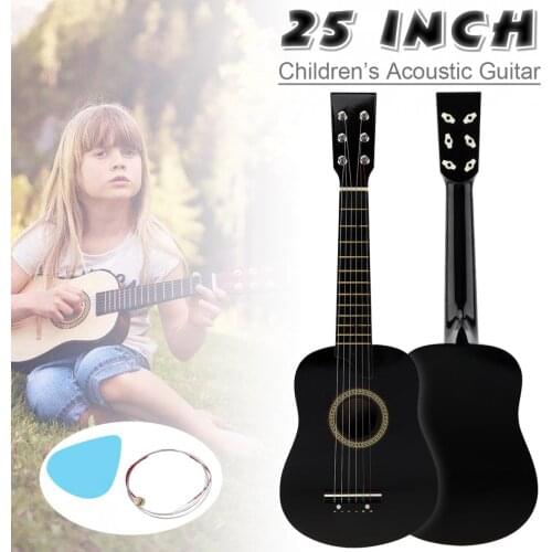 Guitar 25 Inch Basswood Acoustic Guitar with Pick Strings Toy Guitar for Children and Beginner