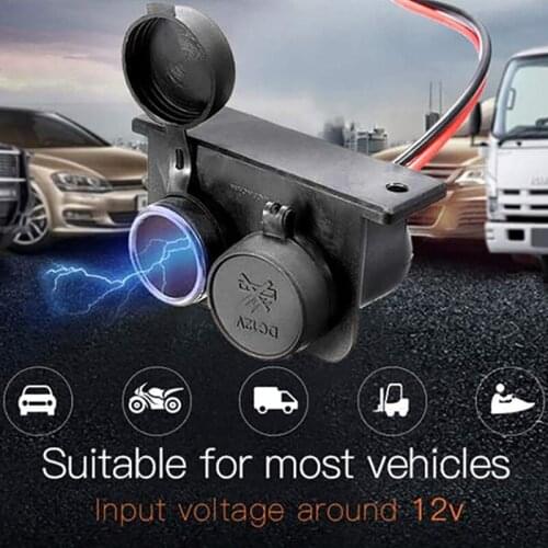 Car Lighter Socket,Universal 12V-24V Waterproof Marine Boat Car MotorbikeLighter Power (Double Mouth)