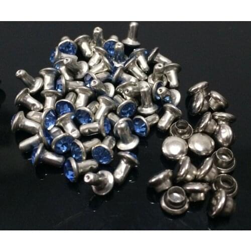 Hot Sell DIY100PCS 4mm CZ++ Hardware Light Sapphire Crystal Rivets Leather Craft Punk Studs Fit DIY Making Shipping Free