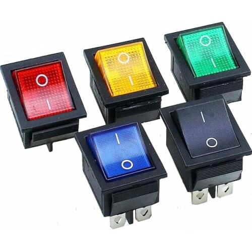 KCD4 ON-OFF 16A 250VAC/20A 125VAC Red Button Light Rocker Switch 4 Pin Rocker Power Switch