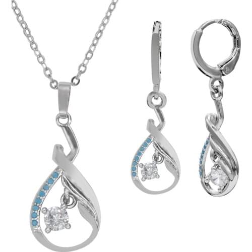 925 Sterling Silver Bridal Zircon Jewelry Sets For Women Earrings/Necklace Pendant Elegant Jewelry Set Engagement Gift