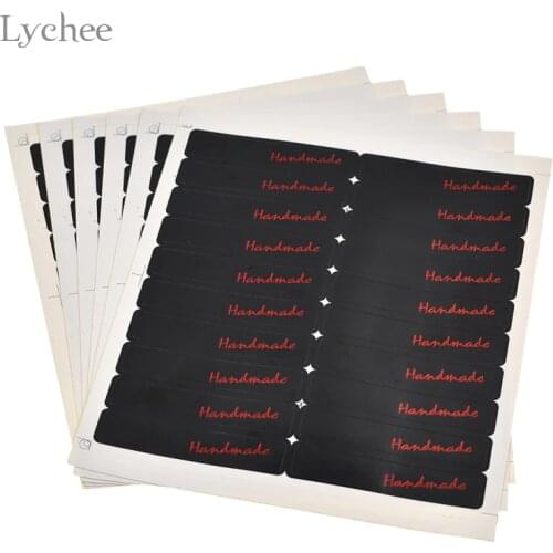 Lychee Life 120pcs Black Kraft Paper Handmade Rectangular Sealing Sticker DIY Gifts Package Baking Label