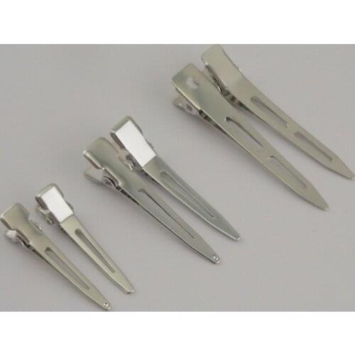 50PCS Silver 4.5cm Plain Single Prong no teeth Metal Alligator Clips duckbill clips hair barrettes at lead free and nickle free