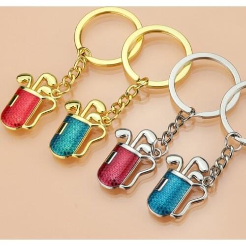 Mini Enamel golf-club Keychain Fashion Creative Metal Pendant Key chains keyring For Men And Women Sports Clubs Jewelry Gifts