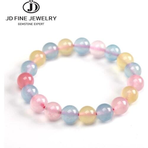 JD Morgan Jade Beads Single Circle Bracelet Aatural Candy Color Female Hand String Beads Lolita Jewelry Wholesal Xmas Gift