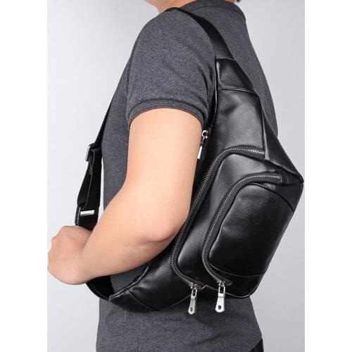 Cow Leather Male Chest Bag Fanny Pack Mens Belt Bag For Man Belt Pouch Phone Hip Bum New Mens Waist Bag Bags Travel Waist Pack