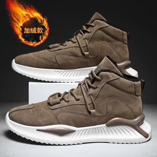 Mens Shoes Winter Boots Warm Plush Casual Sneakers Non-slip Lace-up Platform Bottom High Top Designers 2020 Fashion Flat New