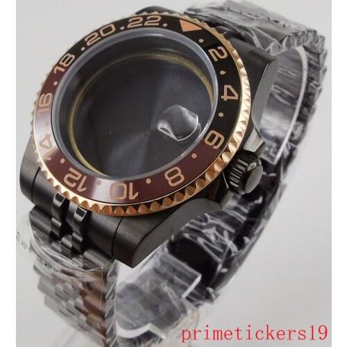 40mm PVD black stainless steel men wristwatch sapphire glass fit ETA 2836 MIYOTA automatic movement