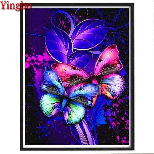 Diy Light Art Flower Butterfly Diamond Painting Cross Stitch Kit Full Square Round Drill Rhinestone Embroidery Mosaic Home Decor