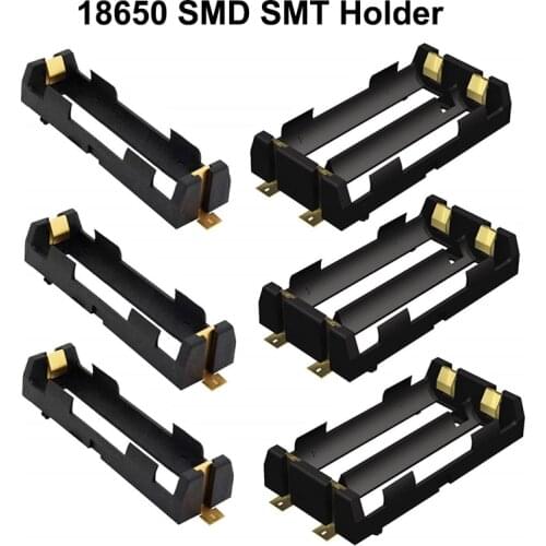 New 1x 2x 18650 Battery Holder Smd Smt Batteries Case Storage Box with Bronze Pins 1/2 Slot 2*18650 Rechargeable Battery Shell