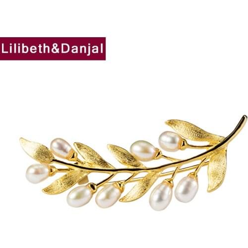 Olive Branch Pearl Brooch Real 925 Sterling Silver Creative Pin Fashion Jewelry Men Women 2021 Broche Luxe Roupas Femininas X07