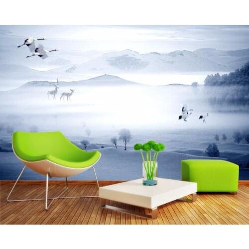 CJSIR Custom Wallpaper Beautiful Snow Elk Swan TV Background Wall Living Room Bedroom Background Walls Murals 3d Wallpaper