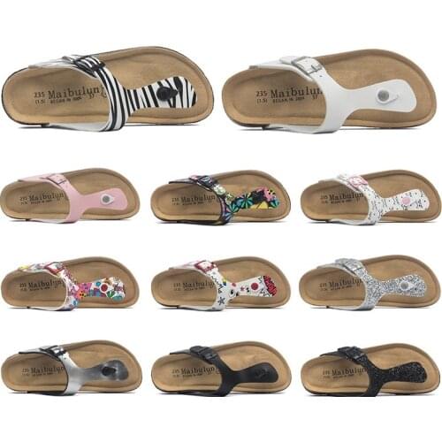 Casual Soft Cork Flip Flops Women Men Summer Slippers Beach Slide Sandals Buckle Boys Girls Couple House Outside Shoes Zapatilla