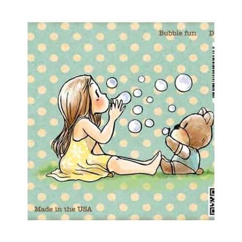 Cute girl bear blowing bubbles Transparent Clear Silicone Stamp Seal for DIY scrapbooking photo album Decorative clear stamp