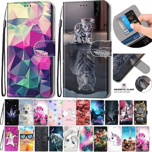 Q60 Leather Case For LG Q60 Fundas 3D Wallet Card Holder Stand Book Cover Cat Dog Painted Flip Coque For LG Q60 Cases