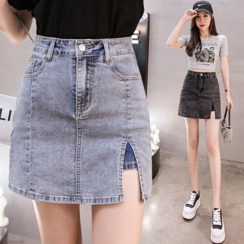 Split Denim Mini Plus Size Oversized 5Xl Large Korean Fashion High-Waisted 2021 Summer WomenS Clothing Skirt Vetement Femme