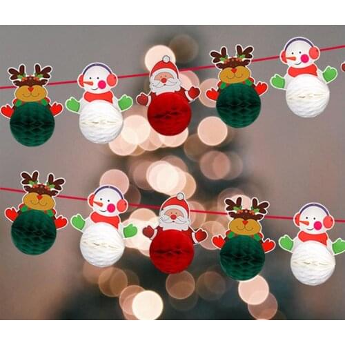 Christmas Banner Decor Honeycomb Banner Paper Ball Christmas Banner Paper Ball Garland