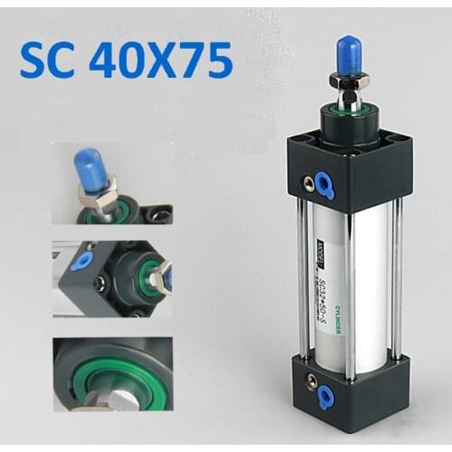 SC 40X75 AIR Cylinder single rod Double Action 40mm Bore 75mm stroke Aluminum Alloy Pneumatic Cylinder