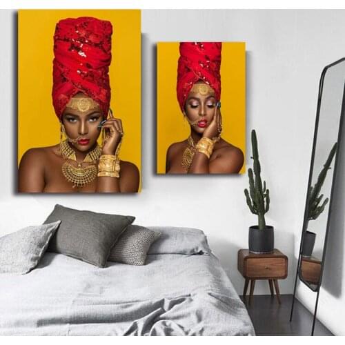 Sexy African Black Woman Canvas Prints Picture Modular Paintings For Living Room Poster On The Wall Home Decoration